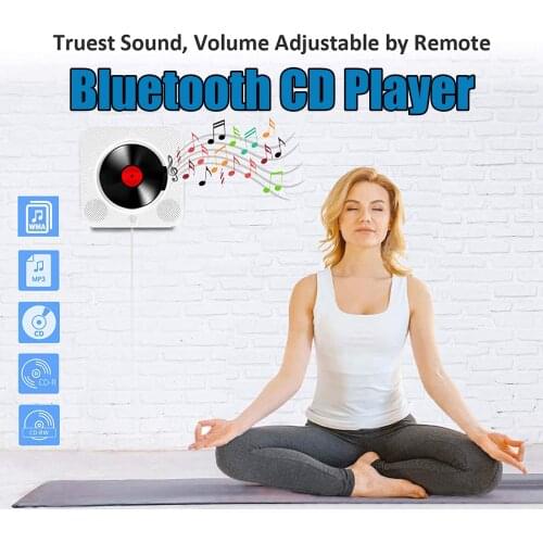 White Bluetooth CD Music Player Wall Mountable FM Radio USB TF AUX Input