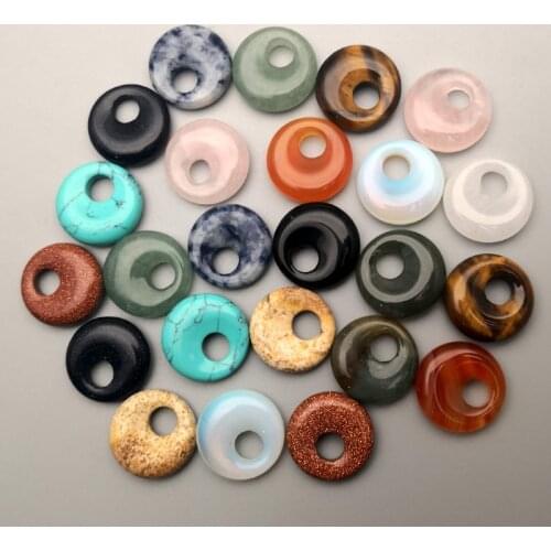 Fashion 18mm gogo donut natural stone beads For Jewelry Making Necklace Pendant Earrings Charm accessories 24pc free shipping