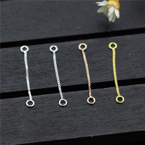 2pcs/lot 100% 925 Sterling Silver Earring Wire Connector Chains 25mm Length Dangle Ear Extension Chains DIY Fine Jewelry Making