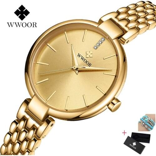 WWOOR New Women Luxury Brand Watch Simple Quartz Lady Waterproof Wristwatch Female Fashion Casual Watches Clock reloj mujer
