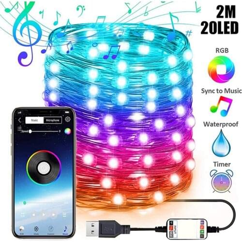 Colour Smart Bluetooth Personalized String Lights Christmas Lights RGB Smart 20/50/100/200 LEDs Christmas Tree Decoration Lights