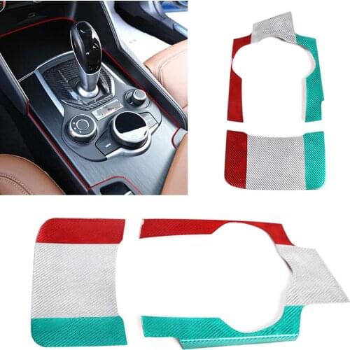 3Colors Real Carbon Fiber Central Control Water Cup Holder Panel Cover Trim Fit for Alfa Romeo Giulia 2017-2019 Car Accessories