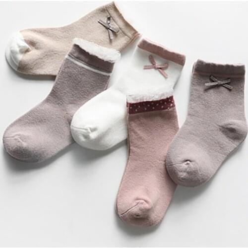 0-8 Years 5 Pairs/set Children Spring&summer Soft Socks With Bow Lace Accessories Girls Socks Medium Tube Socks For Baby Kids