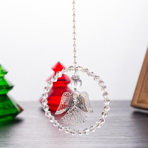 Elegant Angel Round Pendant For Window Hanging Suncatchers Crystal Ball For Room Garden Decoration Curtain Wedding Decoration