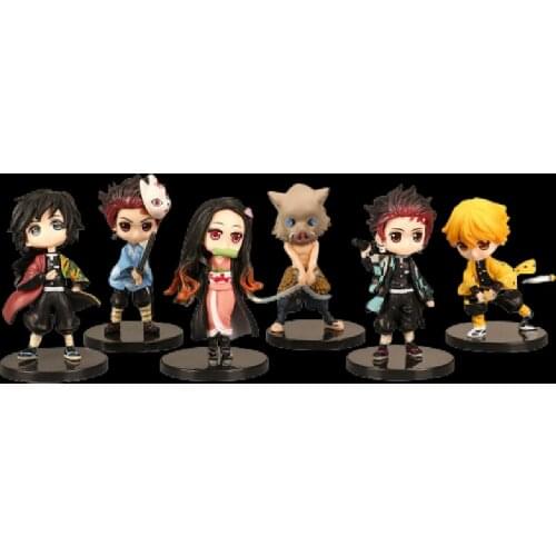 6pcs/set Anime Figure Demon Slayer Kimetsu No Yaiba Figure Q Posket Kamado Tanjirou Kamado Nezuko Agatsuma Figure Toys 7cm