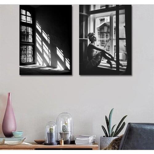 Interior Decoration For Home Canvas Print Poster Black And White Girl Modern Wall Picture Abstract Art Living Room Decor