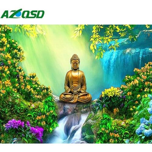AZQSD Buddha Diamond Embroidery Icons Full Square Diamond Painting 5d Religious Picture Of Rhinestones Needlework Home Decor
