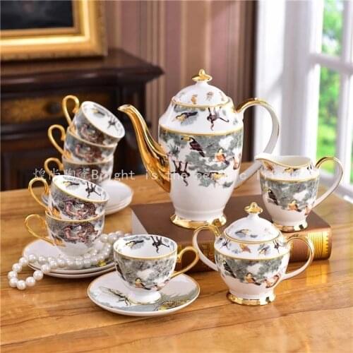 Equatorial jungle Bone China Coffee Drinkware Set European Afternoon Tea Cup And Saucer set Home Wedding