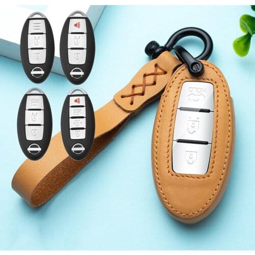 Leather Car Key Cover Case for Nissan Qashqai J10 J11 X-Trail t31 t32 kicks Tiida Pathfinder Murano Note Juke 3/4 Buttons Covers