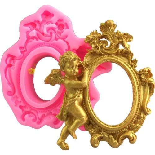 Free Shipping Angel Hold Frame Cooking Tools Decoration Silicone Fondant Sugar Craft Molds Diy Cake Candy Chocolate Decorating
