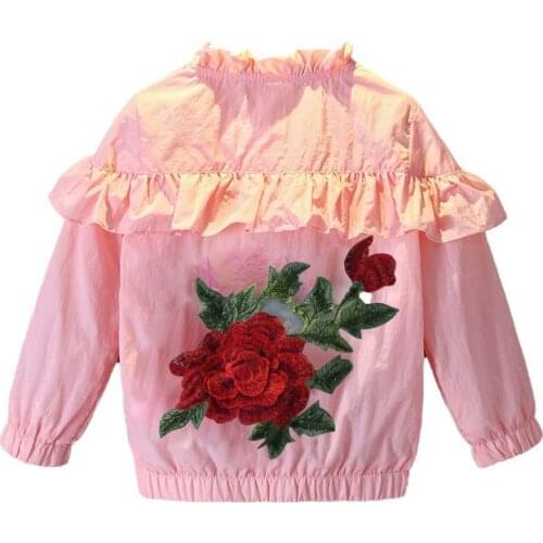 Girls Cardigan Jacket Autumn Kids Flower Print Outerwear Petal Long Sleeve Windbreaker Children Zipper Coats Baby Girl Outfit