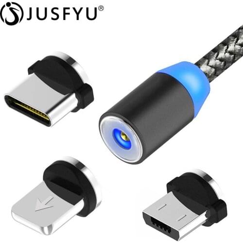 JUSFYU Magnetic Cable Nylon Braided Micro USB Magnet Wire For Huawei Data Charger Cord for Xiaomi Samsung Android Mobile Phone