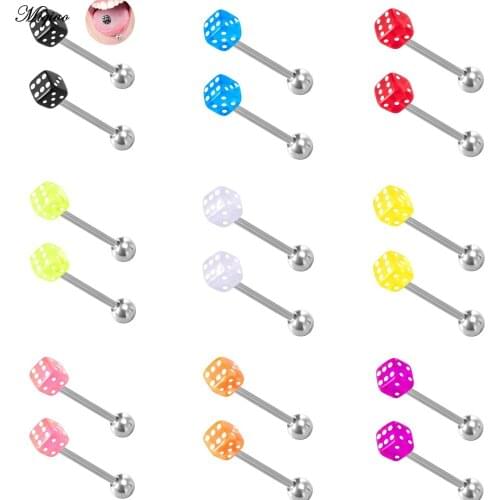 Miqiao 2pcs Acrylic Bar Tongue Rings 10 Color Sex Tongue Piercing Tongue Ring Fashion Jewelry Piercing
