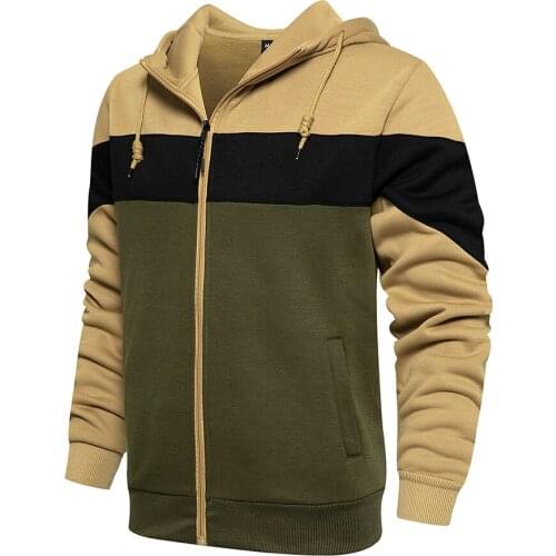 2021 Men Printed Hoodie Sweatshirt Zip Up Jumper Pullover Male Casual Slim Fit Outwear Coat Jacket Autumn Winter Atchwork