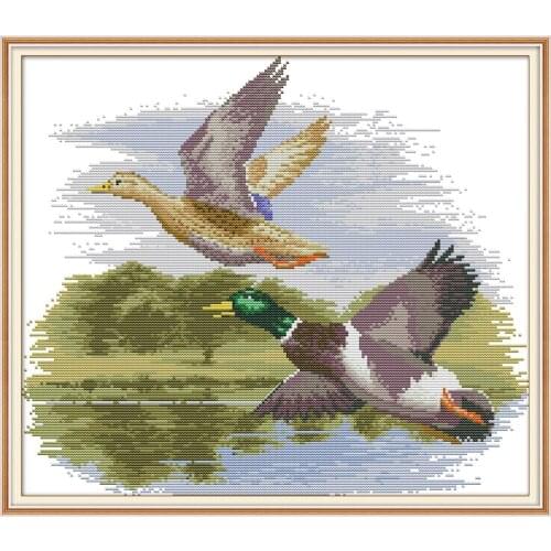 Fly Side By Side cross stitch kit aida 14ct 11ct count print canvas cross stitches needlework embroidery DIY handmade