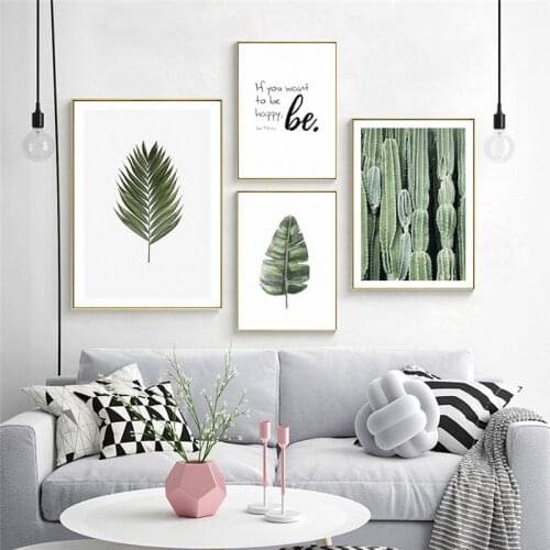 Nordic Canvas Painting Picture Home Decor Wall Art Poster Living Room Backdrop Decor Plant Leaves Print Minimalist Art Painting