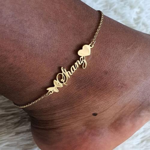 Customized Name Stainless Steel Anklet Personalized Letter Lucky Number Adjustable Handmade Anklets For Women Man Jewelry Gifts