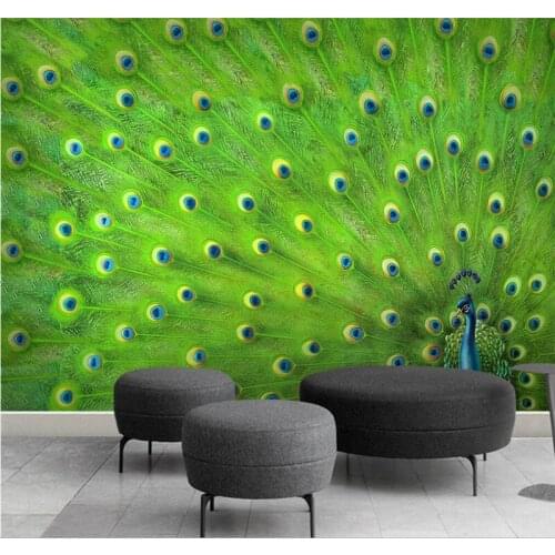 Custom wallpaper peacock feather living room TV background wall decoration painting wallpaper mural-high-end waterproof material
