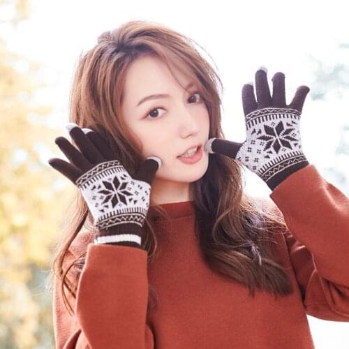 Autumn Winter Mens And Womens Gloves Knitting Wool Thickened Cold Warm Students Cute Riding Outdoor Touch Screen