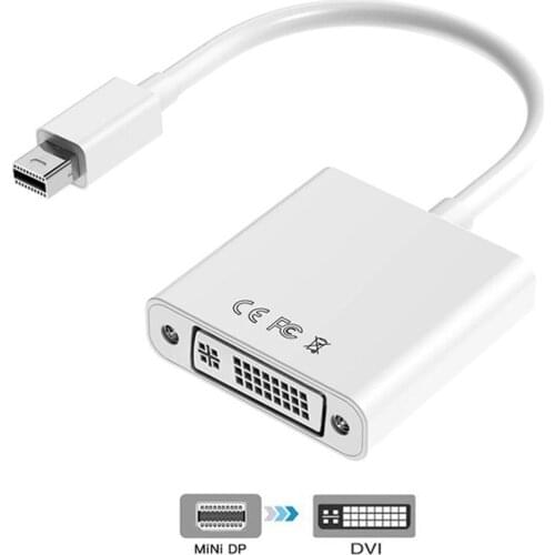 Mini DispayPort to DVI Converter Male to Female Mini DP to DVI Adapter Thunderbolt Support 1080P for Monitor Projector Display