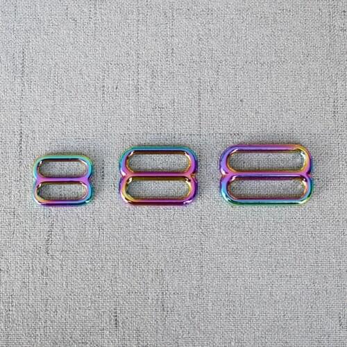 1 Pcs/Lot 15mm 20mm 25mm Solid Colourful Tri Glides Slide Bar Rectangle Adjuster Buckle for Leather Craft Bag Shose Shoulder