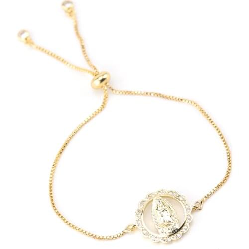 Luxury CZ white zircon Virgin Mary Charms bracelet Adjustable Link Chain women bracelets & bangles for women Jewelry accessories