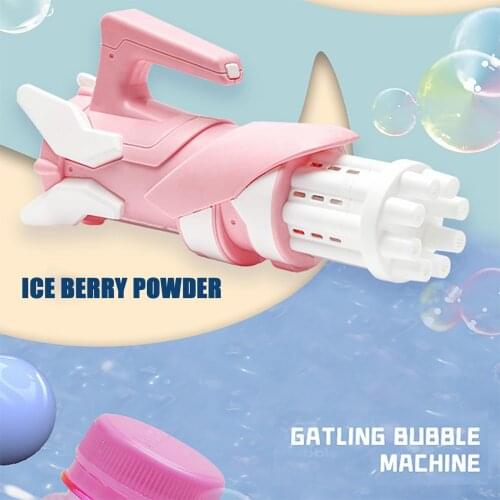 Pink Electric Bubble Machine Five Hole Huge Amount Automatic Bubble Machine Fidget Toys Automatic Soap Water Bubble Machine