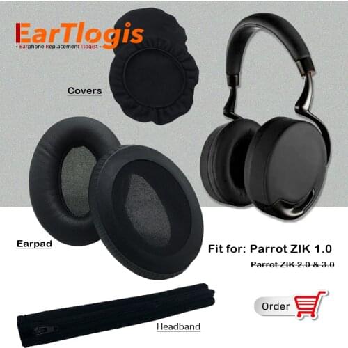 EarTlogis Replacement Parts for Parrot ZIK 1.0 Headset Earpads Earmuff Stretch Cover Cushion Cups pillow Bumper Headband Sleeve