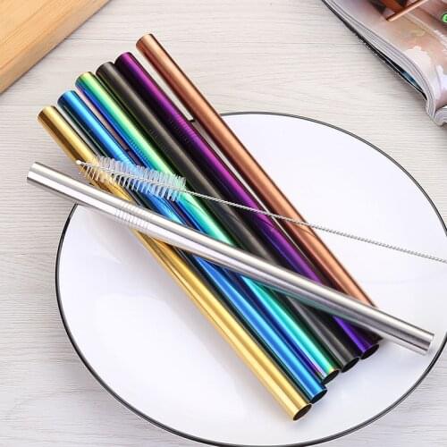 Large 12mm Bubble Tea Milkshake Straw Reusable Metal Straw 304 Stainless Steel Drinking Straws Straight Straw Kitchen Bar Tools