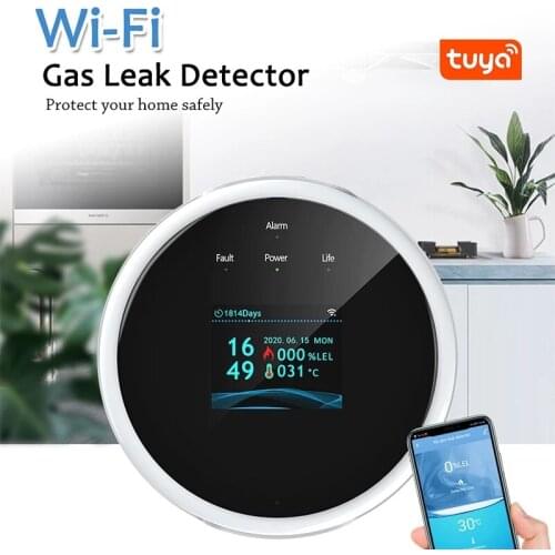 Tuya Gas Sensor Alarm Detector LCD Screen Gas Leakage Sensor Remote Monitor Poisoning Gas Alert Detector Home Security Module