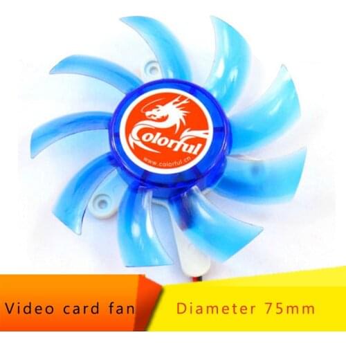 2 Pin 75mm 7.5cm Blue 3 Hole VGA Video Graphics Card Cooling Fan for PC Desktop
