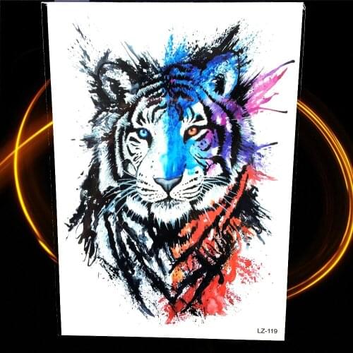 Watercolor Painting Tiger Beast Waterproof Temporary Tattoo Stickers Men Body Art Fake Flash Water Color Transfer Tattoo Women