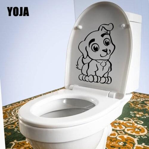 YOJA 14.5X23.6CM Home Decor Wall Sticker Toilet Decals Mural Design Cute Family Animal Puppy Dog T5-1461