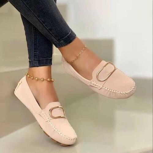 Women Flats Hot Solid Color Leather Women Loafers Ballet Pointed Toe Flats Ladies Shoes Loafers Plus Size 35-43 Zapatos De Mujer