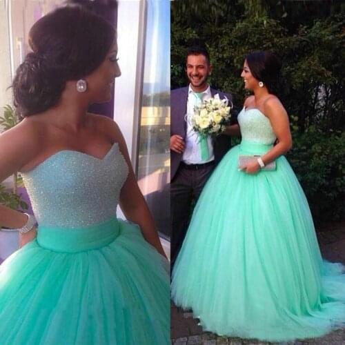 Vintage Sweetheart Neckline Top Beaded Long Prom Dresses 2020 Custom Made Tulle Ball Gown Evening Party Dress robes de soirée