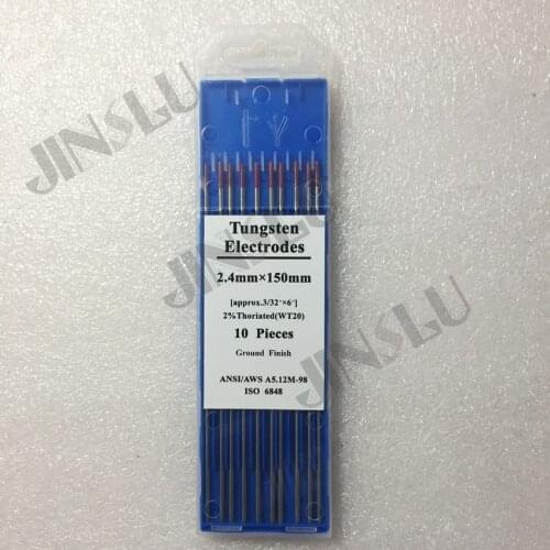 10PCS 2% red tip WT20 Thorium Tungsten electrode 2.4mm for TIG welding