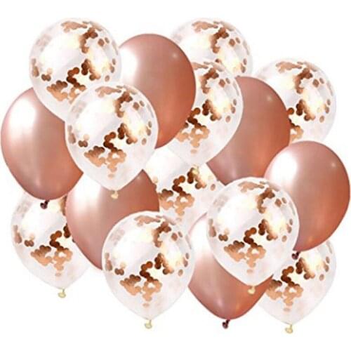 10pcs Mix Rose Gold Confetti Latex Balloons Pink 12 Inches Party Balloons for Baby Shower Bridal Shower Wedding Decorations