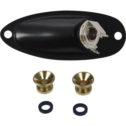 2 x Electric Acoustic Guitar Bass Strap Button Screw - Gold & 1x Boat Style 1/4 Inch Loaded Guitar Output Mono Jack Plug