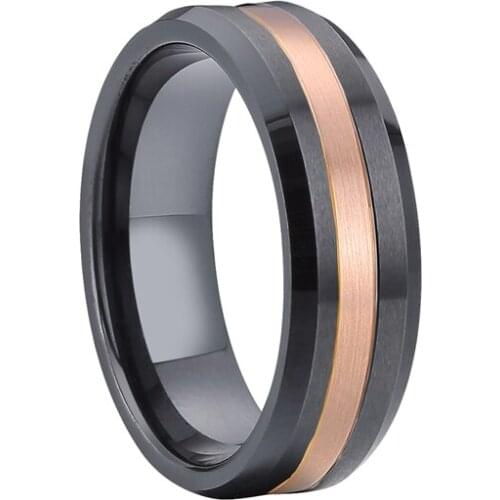2019 new design black ceramic 14k rose gold tungsten carbide ring 8mm wedding band love alliance rings for men and women