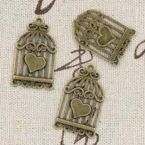 6pcs Charms Birdcage Heart 20x33mm Antique Making Pendant fit,Vintage Tibetan Bronze Silver Color,DIY Handmade Jewelry