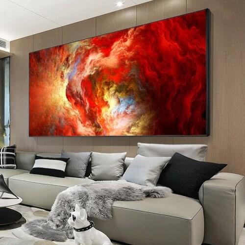 DDWW White Orange Think Independe Cloud Abstract Wall Picture Oil Painting for Living Room Canvas Modern Art Poster and Print