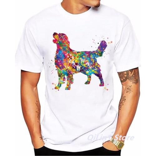 Watercolor Golden Retriever/Chihuahua/Tibetan Mastiff Print T-Shirt MenS Clothing God Lover Tshirt Homme Harajuku Shirt T Shirt