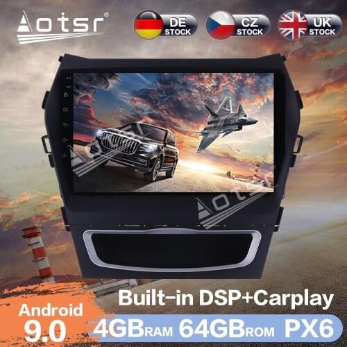 Aotsr Android 9.0 4+64G Car Radio Player GPS Navigation DSP For Hyundai IX45 Santa Fe 2014 + Car Auto Stereo Video HD Multimedia
