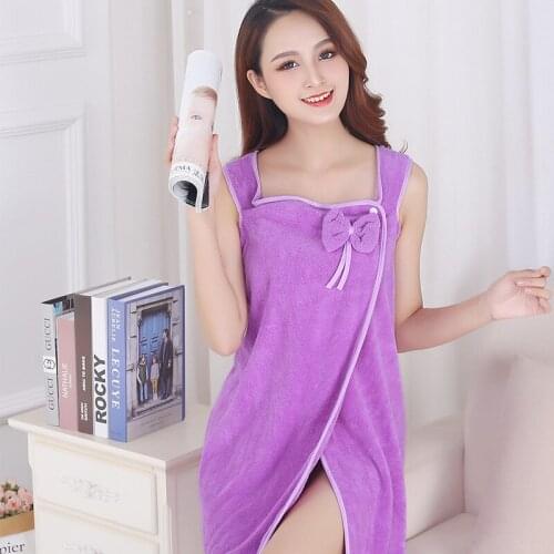 Coral fleece can wear bath skirt, soft absorbent and non-hair loss adult bath towel, beauty salon bathrobe microfiber bath towel