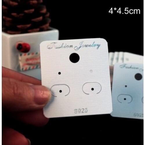 White Plastic Jewelry Earring Packaging Cards 100pcs/lot 4x4.5cm s925 Findings Ear Stud Jewelry Display Hang Tags Price Cards