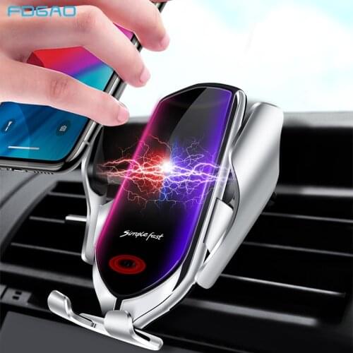 Qi Wireless Car Charger For Samsung S20 S10 iPhone 11 XS XR Automatic Sensor Clamping 10W Fast Wirless Charging Car Phone Holder