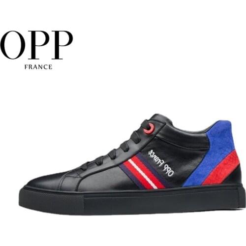 OPP Mens Shoes Hip-hop Casual Mens Skate Shoes Lace-up Boots Breathable Leather Mixed Color Shoes