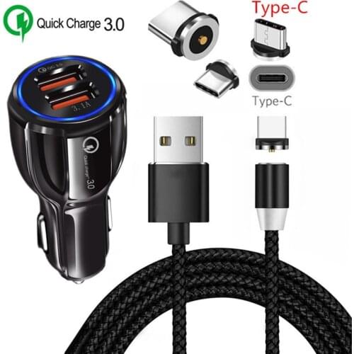 QC 3.0 USB Fast Car charger magnetic Type C Cable For Samsung galaxy C9 S8 S9 S10 A50 Sony Xperia 10 XA1 Plus XA2 XZ3 L3 HTC U11