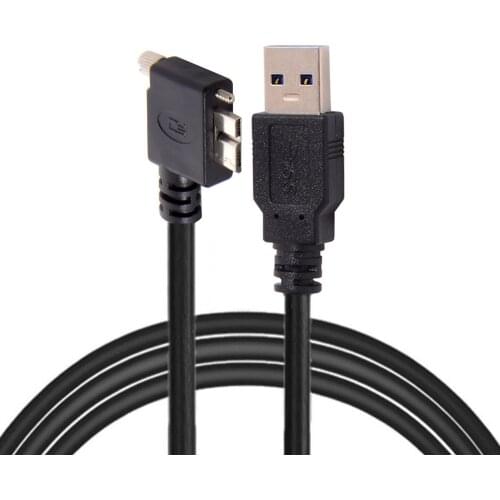 CYDZ 1.2m 90 Degree Left Angled Micro USB Screw Mount to 3.0 Data Cable for Industrial Camera