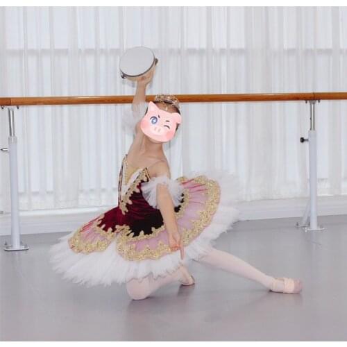 Children Professional Ballet Tutu For Kids Girls Red Swan Lake Ballet Dance Clothes Adult Pancake Ballerina Figure Skating Dress